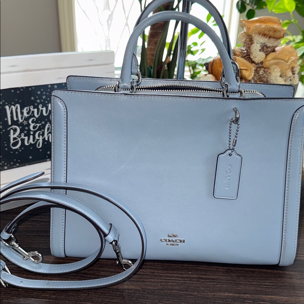 Coach ZOE 2018  Light Blue Leather Satchel with hangtag
